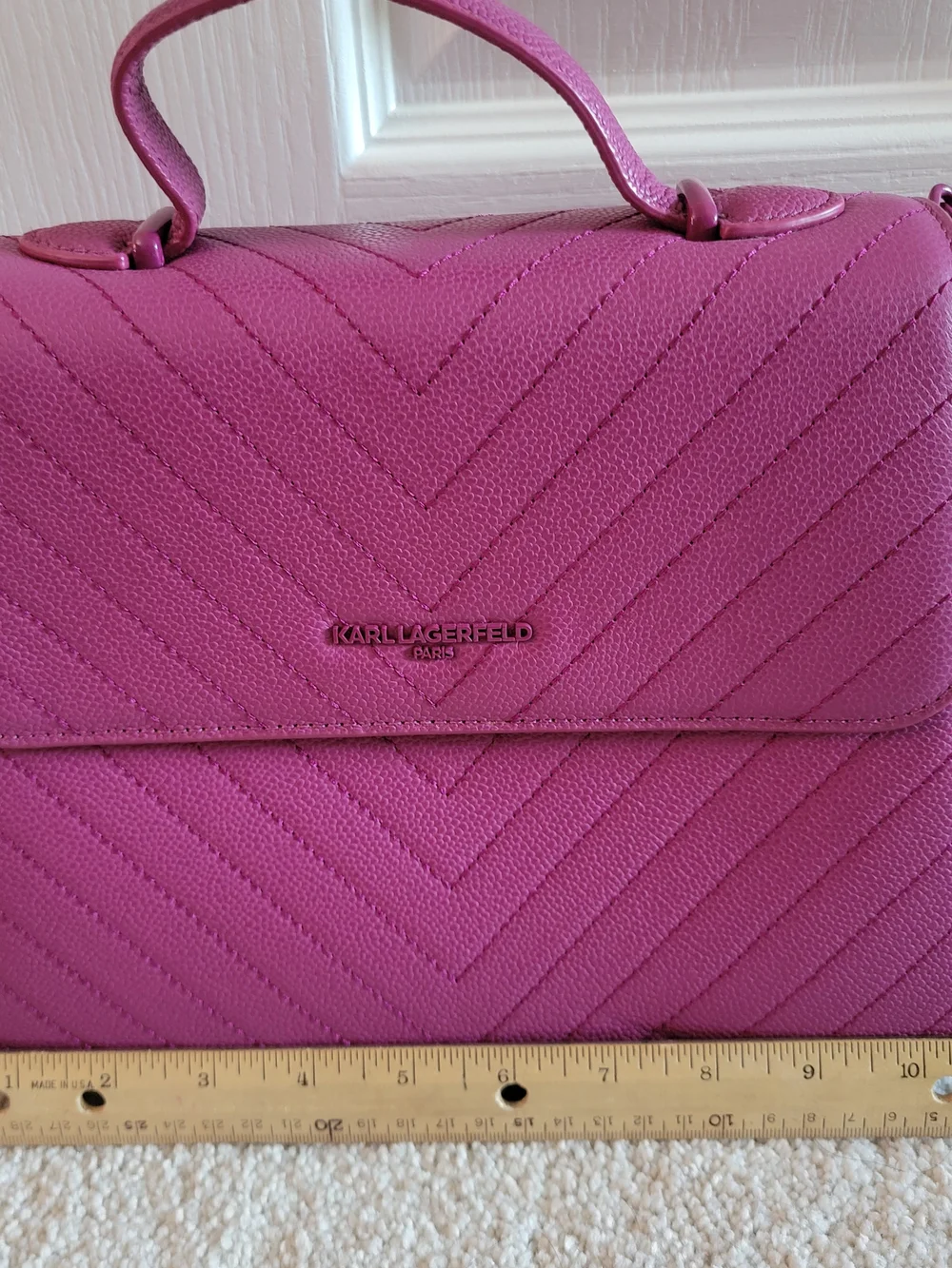 Karl Lagerfeld Pink Chevron Top-Handle Satchel